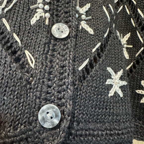 Vintage Paul Harris Design Grandma Core Cardigan Embroidered Snowflakes / small - Picture 10 of 11